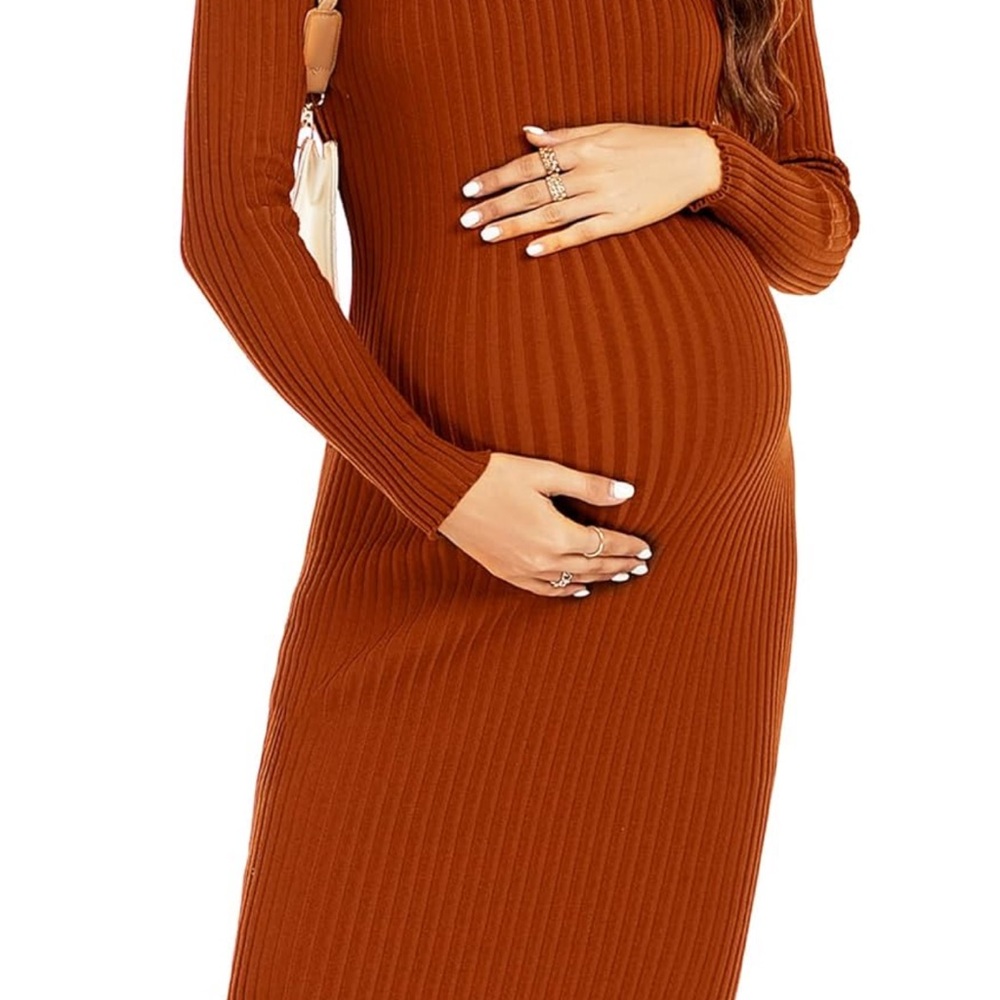 NWT Ribbed Maternity Dress - Rust Orange